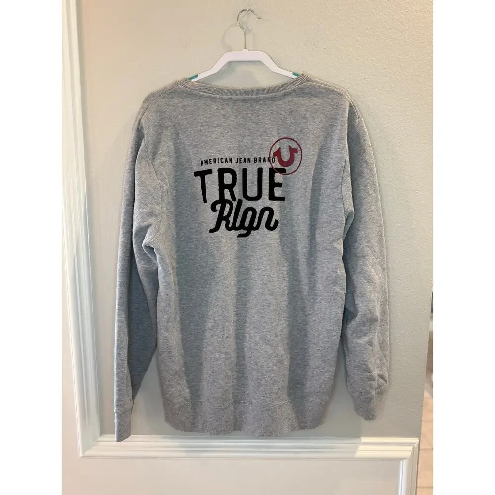 True Religion Unisex Grey Crewneck Fleece Sweatshirt Size 2XL